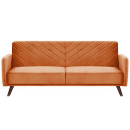 Beliani Sofa Bed 3 Seater Senja Velvet Orange