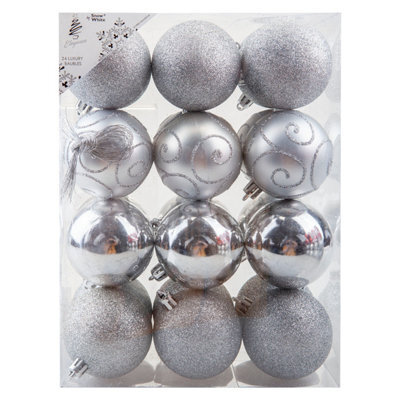 Christmas Bauble Decoration Hanging Tree Ornament X 24 6Cm Silver - image 1