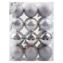 Christmas Bauble Decoration Hanging Tree Ornament X 24 6Cm Silver - thumbnail 1