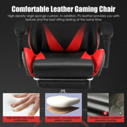 Gaming Leather Computer Chair Office Chair Recliner Leather Desk - thumbnail 3