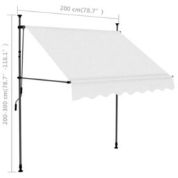 Berkfield Manual Retractable Awning With Led 200 Cm Cream - thumbnail 8