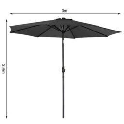 Living And Home 3M Large Rotating Garden Parasol Outdoor Beach Umbrella Patio Sun Shade Crank Tilt No Base, Black - thumbnail 5