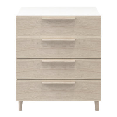 GoodHome Atomia Freestanding Matt White Oak Effect 4 Drawer Chest Of Drawers (H)750mm (W)750mm (D)450mm - image 1