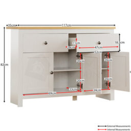 Lassic Vida Designs Arlington White 2 Drawer 3 Door Sideboard Storage Cabinet Cupboard - thumbnail 2