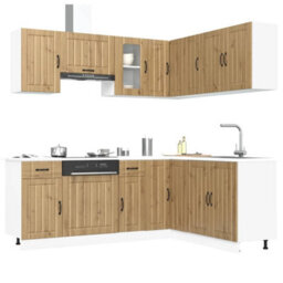 Berkfield 11 Piece Kitchen Cabinet Set Kalmar Artisan Oak Engineered Wood - thumbnail 1
