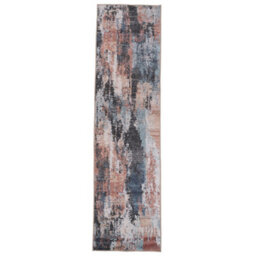 Loomed Blue Grey Multi Colour Abstract Machine Washable Soft Area Rug 80Cm X 300Cm - thumbnail 2
