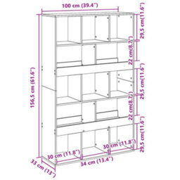 Berkfield Bookcase Concrete Grey 100X33X156.5 Cm Engineered Wood - thumbnail 9
