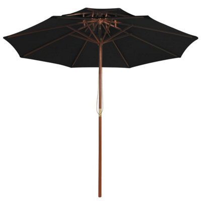 Berkfield Elegant Double Decker Parasol With Wooden Pole Black 270 Cm - image 1