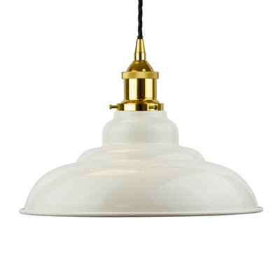 Clay White St Edmund's Painted Dome Pendant Light With Gold Lamp Holder And Black Twisted Cable - Se Home - image 1