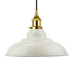 Clay White St Edmund's Painted Dome Pendant Light With Gold Lamp Holder And Black Twisted Cable - Se Home - thumbnail 1