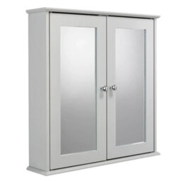 Urbn-Living Urbnliving Height 58Cm Flexifix Ashby Grey Wooden Double Door Mirror Bathroom Storage Cabinet