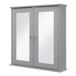 Urbn-Living Urbnliving Height 58Cm Flexifix Ashby Grey Wooden Double Door Mirror Bathroom Storage Cabinet - thumbnail 7