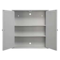 Urbn-Living Urbnliving Height 58Cm Flexifix Ashby Grey Wooden Double Door Mirror Bathroom Storage Cabinet - thumbnail 8