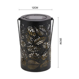 Thehotsale Black Solar Powered Metal Leaf Pattern Hollow Garden Projection Lamp 20Cm H - thumbnail 7