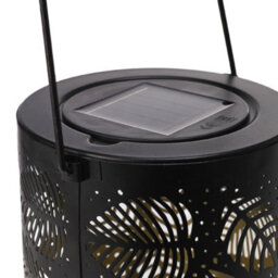 Thehotsale Black Solar Powered Metal Leaf Pattern Hollow Garden Projection Lamp 20Cm H - thumbnail 4