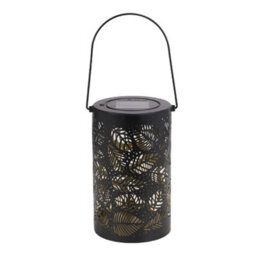 Thehotsale Black Solar Powered Metal Leaf Pattern Hollow Garden Projection Lamp 20Cm H - thumbnail 3