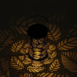 Thehotsale Black Solar Powered Metal Leaf Pattern Hollow Garden Projection Lamp 20Cm H - thumbnail 5
