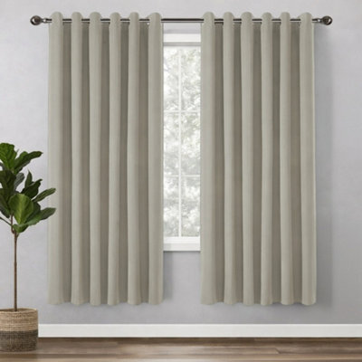 Bedlooms Mink Linen Curtain 100% Blackout Thermal Insulated Eyelet Curtain (Pair) 66 X 54 Inches With Tie Back Two - image 1
