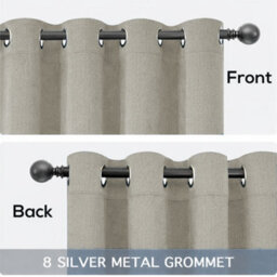 Bedlooms Mink Linen Curtain 100% Blackout Thermal Insulated Eyelet Curtain (Pair) 66 X 54 Inches With Tie Back Two - thumbnail 5