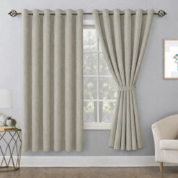 Bedlooms Mink Linen Curtain 100% Blackout Thermal Insulated Eyelet Curtain (Pair) 66 X 54 Inches With Tie Back Two - thumbnail 9
