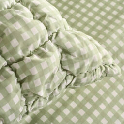 Ohs Gingham Filled Seersucker Duvet Cover Set With Pillowcase Bedding, Sage - Super King - thumbnail 4