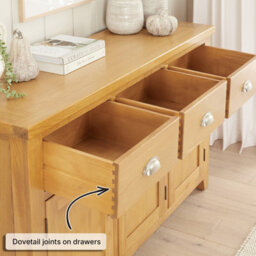 The Furniture Market Cheshire Oak Large 3 Drawer 3 Door Sideboard - thumbnail 5