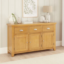 The Furniture Market Cheshire Oak Large 3 Drawer 3 Door Sideboard - thumbnail 3