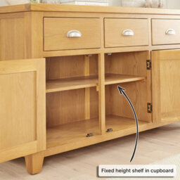 The Furniture Market Cheshire Oak Large 3 Drawer 3 Door Sideboard - thumbnail 6