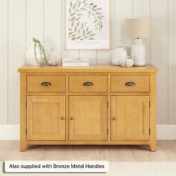 The Furniture Market Cheshire Oak Large 3 Drawer 3 Door Sideboard - thumbnail 2