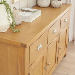 The Furniture Market Cheshire Oak Large 3 Drawer 3 Door Sideboard - thumbnail 8