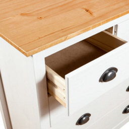 Berkfield Sideboard Hill Range White 79X40X80 Cm Solid Pine Wood - thumbnail 6
