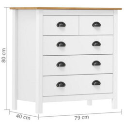 Berkfield Sideboard Hill Range White 79X40X80 Cm Solid Pine Wood - thumbnail 7