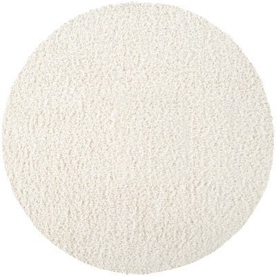 Livabliss Round Moda Shaggy-Solid Color Cream Plush Soft Pile Living Bedroom Rug 160 X 160 Cm Easy Care, Non Shedding - image 1