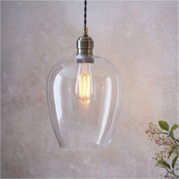 Loops 2 Pack Hanging Ceiling Pendant Light - Antique Brass Plate & Clear Glass - 10W Led E27 - thumbnail 3