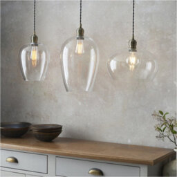 Loops 2 Pack Hanging Ceiling Pendant Light - Antique Brass Plate & Clear Glass - 10W Led E27 - thumbnail 4