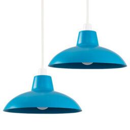 Valuelights Civic Pair Of Blue Metal Easy Fit Living Room Bedroom Ceiling Light Shades (D)28.8Cm