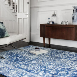 Navy Traditional Easy To Clean Floral Rug For Dining Room-200Cm X 290Cm - thumbnail 1