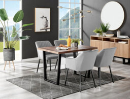 Furniturebox Uk Kylo Brown Wood Effect Dining Table & 4 Grey Calla Black Leg Chairs