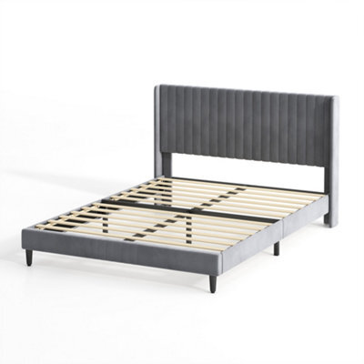 MCC Direct Velvet Upholstered King Size Bed Frame With Channel Headboard Charlie - image 1