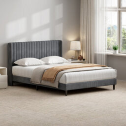 MCC Direct Velvet Upholstered King Size Bed Frame With Channel Headboard Charlie - thumbnail 7
