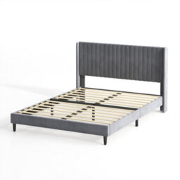 MCC Direct Velvet Upholstered King Size Bed Frame With Channel Headboard Charlie