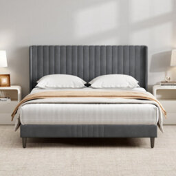 MCC Direct Velvet Upholstered King Size Bed Frame With Channel Headboard Charlie - thumbnail 8