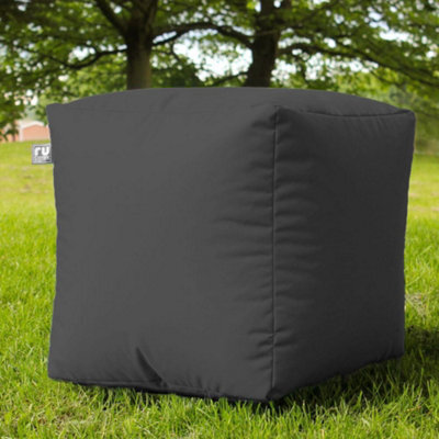rucomfy Beanbags Rucomfy Indoor Or Outdoor Water Resistant Grey Cube Beanbag Footstool - image 1