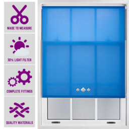 FURNISHED Roller Blind With Triple Diamond Eyelet - Made To Measure Blue Roller Blind (W)120Cm X (L)165Cm - thumbnail 1