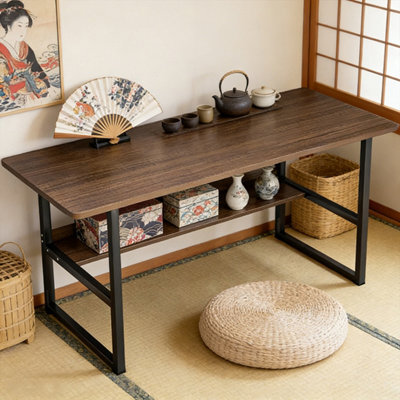 Space Saving Computer Desk Workstation With Attached Bookshelf For Home Office Study Daily Writing And Pc Working - image 1