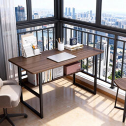 Space Saving Computer Desk Workstation With Attached Bookshelf For Home Office Study Daily Writing And Pc Working - thumbnail 3