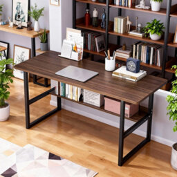 Space Saving Computer Desk Workstation With Attached Bookshelf For Home Office Study Daily Writing And Pc Working - thumbnail 4