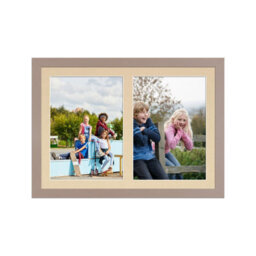 AK Frames 20X14 Rose Gold Modern Multi Photo Frame With Ivory Mount - Holds 2 Apertures (2X) A4 Photos - thumbnail 1