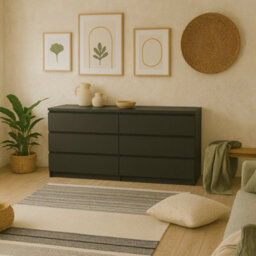 Wyld Haus Budapest Matt Black 6-Drawer Wide Chest Of Drawers - thumbnail 1
