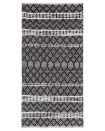 Beliani Hand-Loomed Leather-Cotton Chevron Rug 80 X 150 Cm, Black And Beige - thumbnail 1
